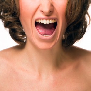 An angry woman shouting