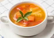 Vegetable soup made from tomato potato and carrot
